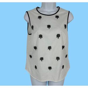 J.Crew White Jeweled Beaded Sleeveless Back Button Blouse Size‎ 0
